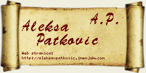 Aleksa Patković vizit kartica